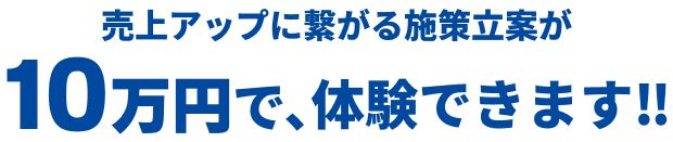 売上アップに繋がる施策立案が、10万円で体験できます））
