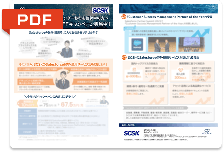 Salesforce保守・運用サービス 10%OFFキャンペーン詳細PDFイメージ